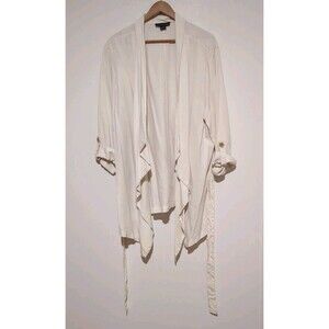 Sanctuary On-The-Go Tencel Jacket Roll Tab Open Front Belt Off White 1X / 18